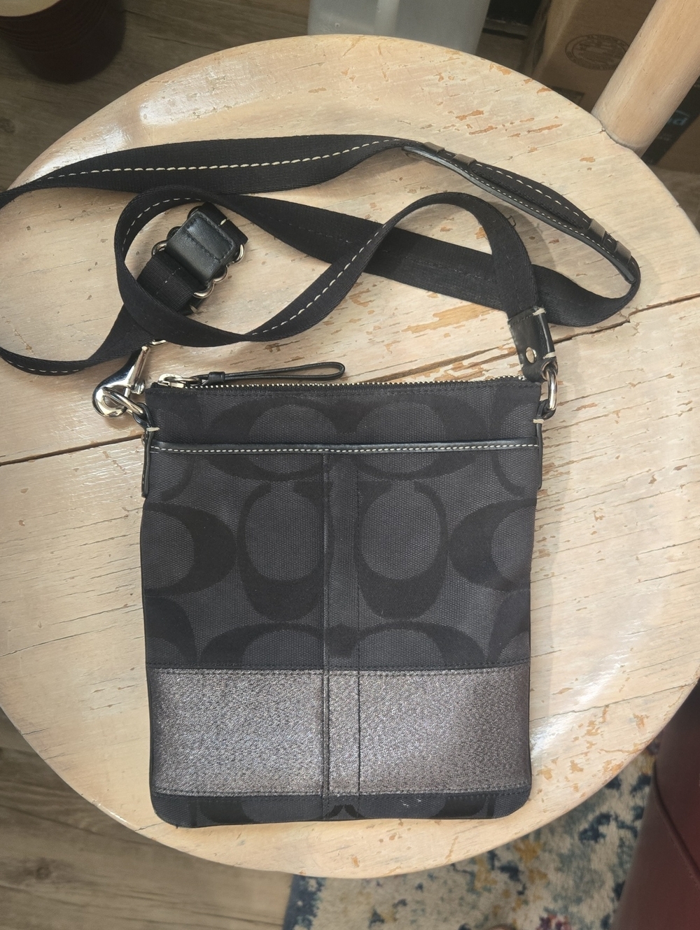 Coach Black/Charcoal Signature Messenger Crossbody